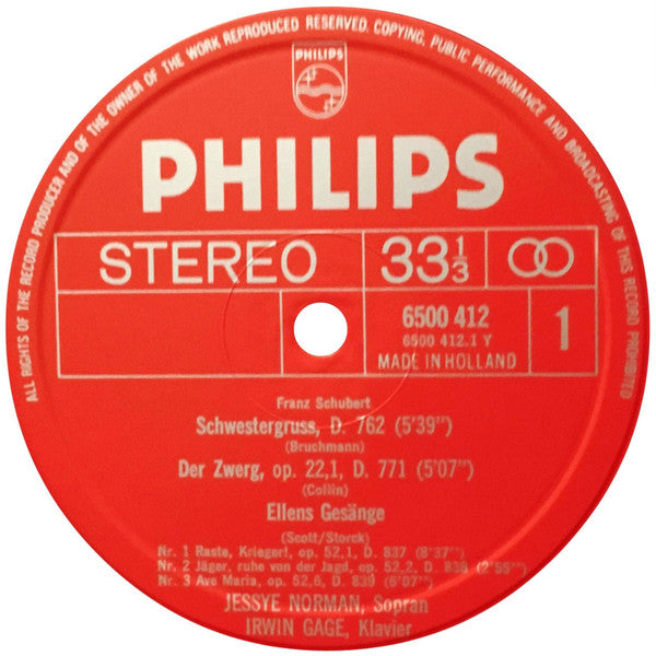 Franz Schubert • Gustav Mahler / Jessye Norman • Irwin Gage : Lieder • Songs (LP)