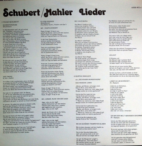Franz Schubert • Gustav Mahler / Jessye Norman • Irwin Gage : Lieder • Songs (LP)