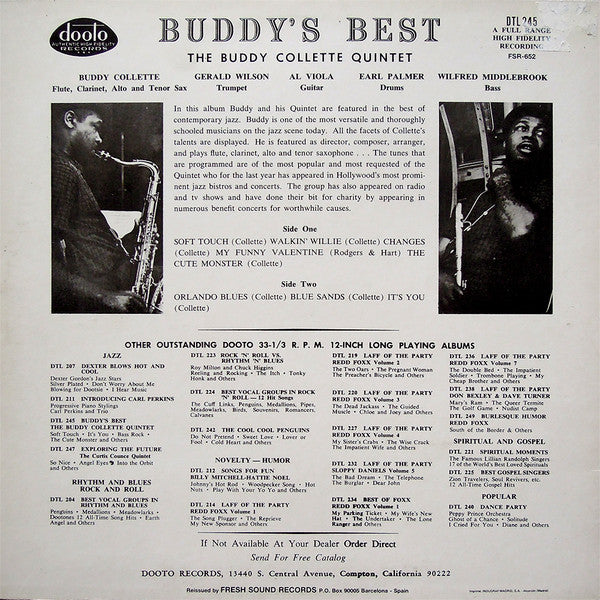 Buddy Collette Quintet : Buddy's Best (LP, Album, RE)