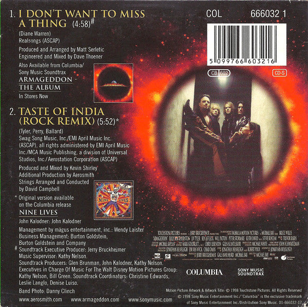 Aerosmith : I Don't Want To Miss A Thing (CD, Single, Car)