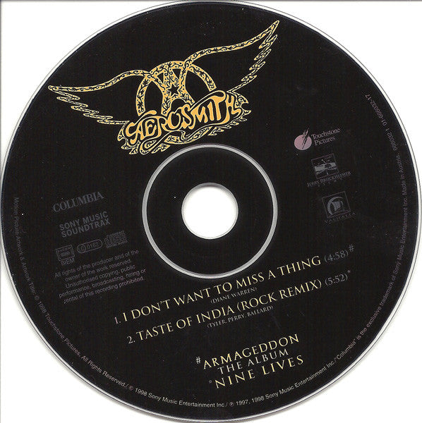 Aerosmith : I Don't Want To Miss A Thing (CD, Single, Car)