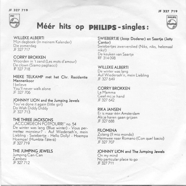 The 3 Jacksons : Accordeon Potpourri No. 54 (7", Single, Mono, Red)