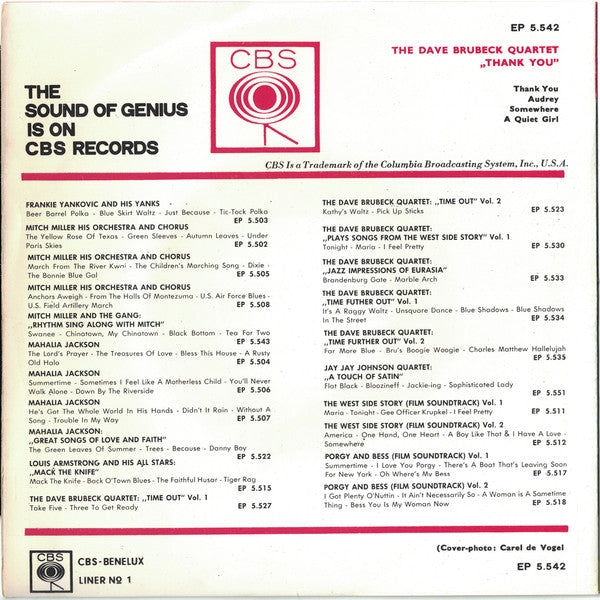 The Dave Brubeck Quartet : Thank You (7", EP)