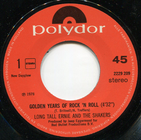 Long Tall Ernie And The Shakers : Golden Years Of Rock 'N Roll (7", Single)
