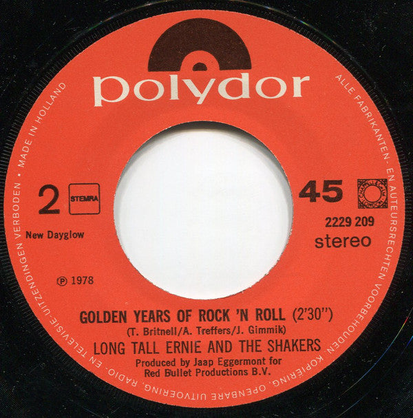 Long Tall Ernie And The Shakers : Golden Years Of Rock 'N Roll (7", Single)