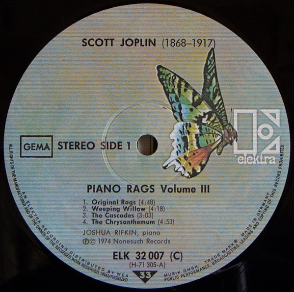 Scott Joplin, Joshua Rifkin : Piano Rags - Volume III (LP)