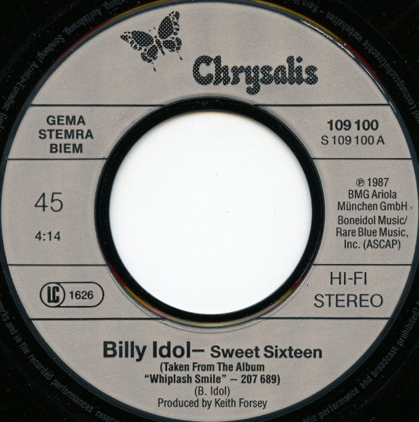 Billy Idol : Sweet Sixteen (7", Single)