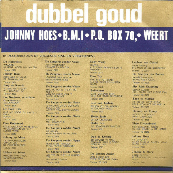 Zangeres Zonder Naam : Witte Rozen / Scheiden Doet Lijden (7", Single)