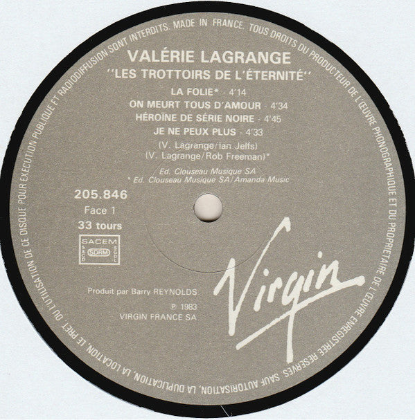 Valerie Lagrange* : Les Trottoirs De L'éternité (LP, Album)