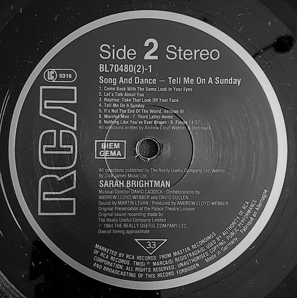 Andrew Lloyd Webber : Song And Dance (2xLP, Album)