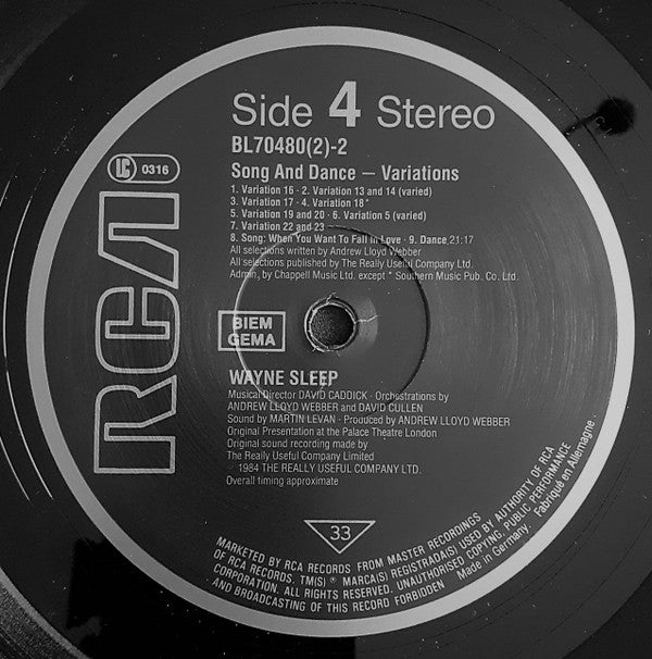 Andrew Lloyd Webber : Song And Dance (2xLP, Album)