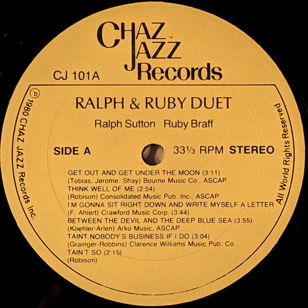Ralph Sutton (2) & Ruby Braff : Ralph & Ruby Duet (LP)