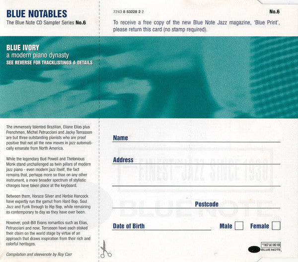 Various : Blue Notables Vol. 6 : Blue Ivory - A Modern Piano Dynasty (CD, Comp, Smplr)