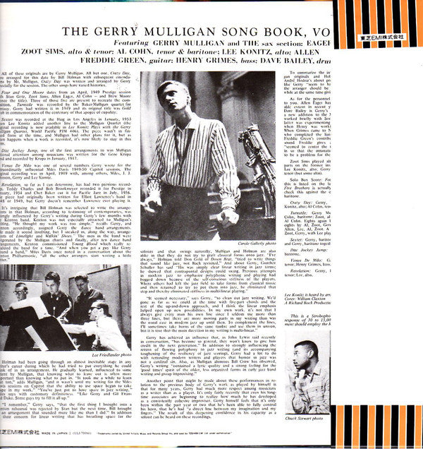 Gerry Mulligan And The Sax Section : The Gerry Mulligan Songbook Volume 1 (LP, Album, Mono, RE)