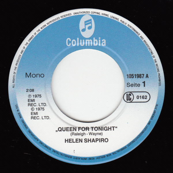Helen Shapiro : Queen For Tonight (7", Single)