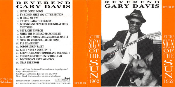 Rev. Gary Davis : At The Sign Of The Sun 1962 (CD, Album)