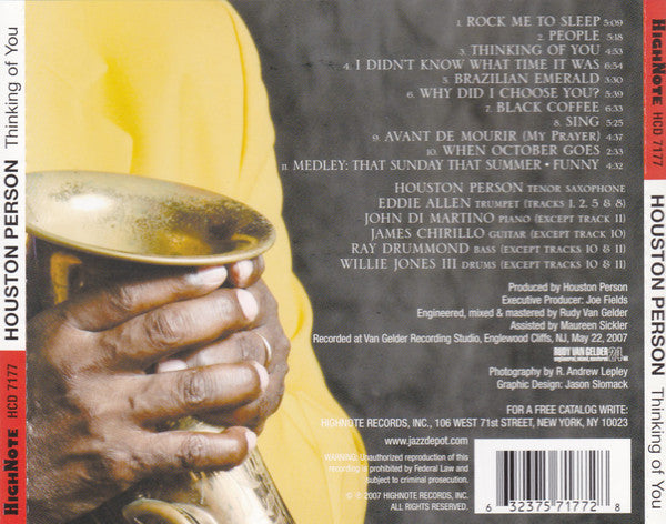 Houston Person : Thinking Of You (CD, Album)