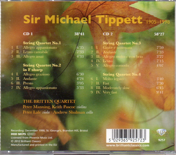 Sir Michael Tippett - Britten Quartet : String Quartets [Nos.1-4] (2xCD, Album, RE)