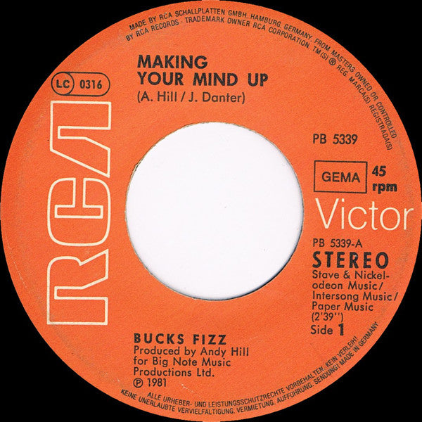 Bucks Fizz : Making Your Mind Up (7", Single)