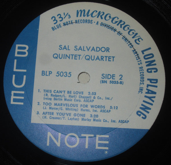 Sal Salvador Quintet : Sal Salvador Quintet (10", Album, RE)