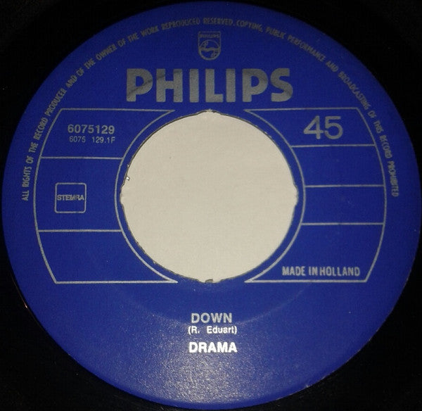 Drama (8) : Down / Hard To Believe (7", Single)
