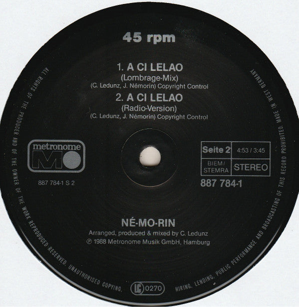 Né-Mo-Rin : A Ci Lelao (12")
