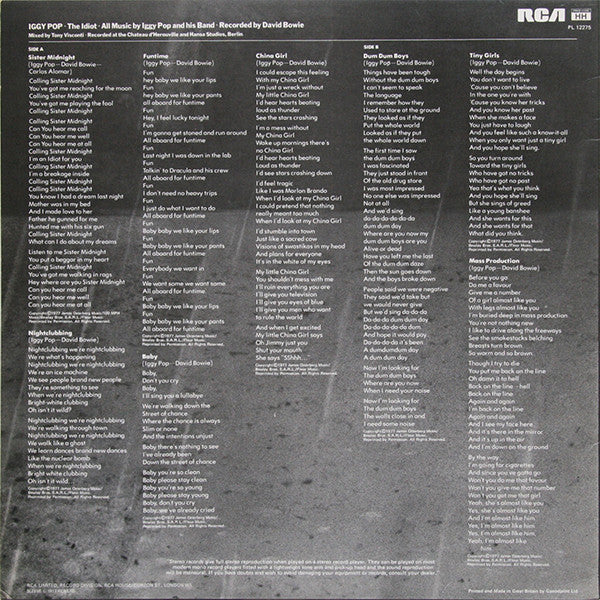 Iggy Pop : The Idiot (LP, Album)