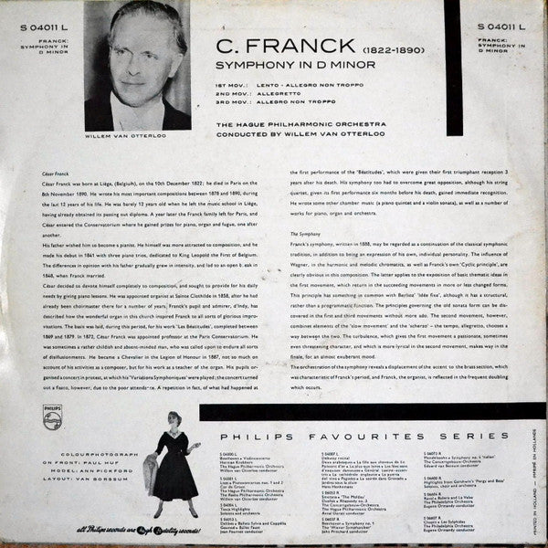 César Franck, Willem Van Otterloo, Residentie Orkest : Symphony In D Minor (LP, Mono)