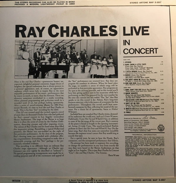 Ray Charles : Live In Concert (LP, Album)