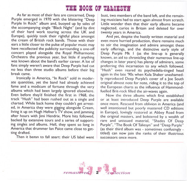Deep Purple : The Book Of Taliesyn (CD, Album, RE, RM, RP)