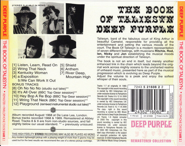 Deep Purple : The Book Of Taliesyn (CD, Album, RE, RM, RP)