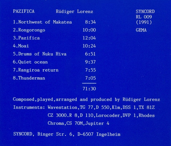 Rüdiger Lorenz : Pazifica (CD, Album)