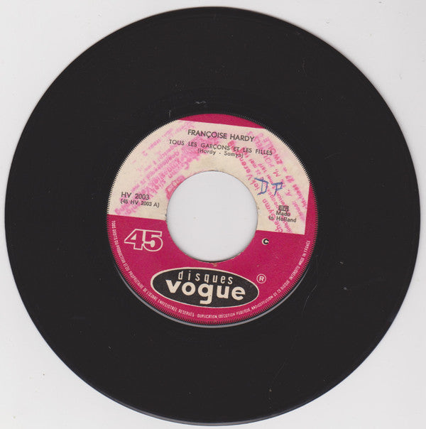 Françoise Hardy : Tous Les Garçons Et Les Filles (7", Single, Car)