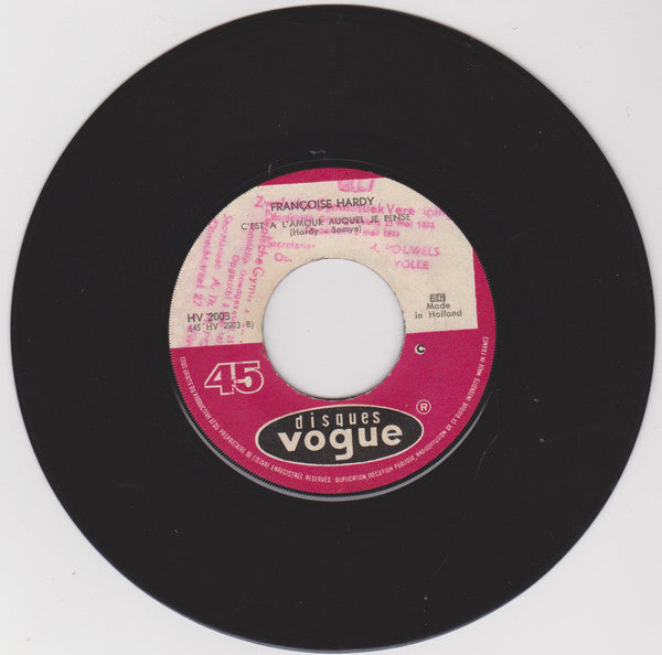 Françoise Hardy : Tous Les Garçons Et Les Filles (7", Single, Car)