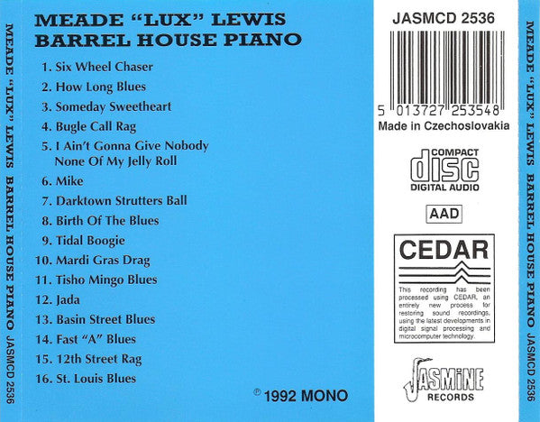 Meade "Lux" Lewis : Barrel House Piano (CD, Album, Mono, RE)