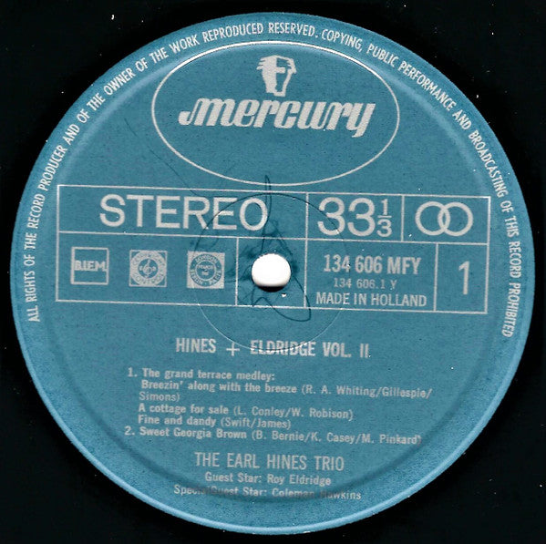 The Earl Hines Trio : Hines & Eldridge Vol. 2 (LP)