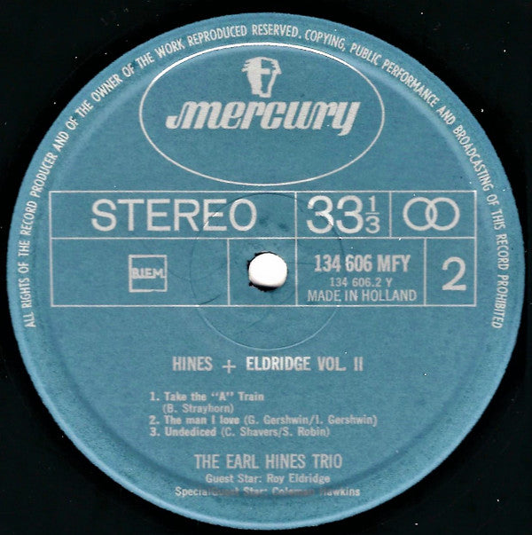 The Earl Hines Trio : Hines & Eldridge Vol. 2 (LP)