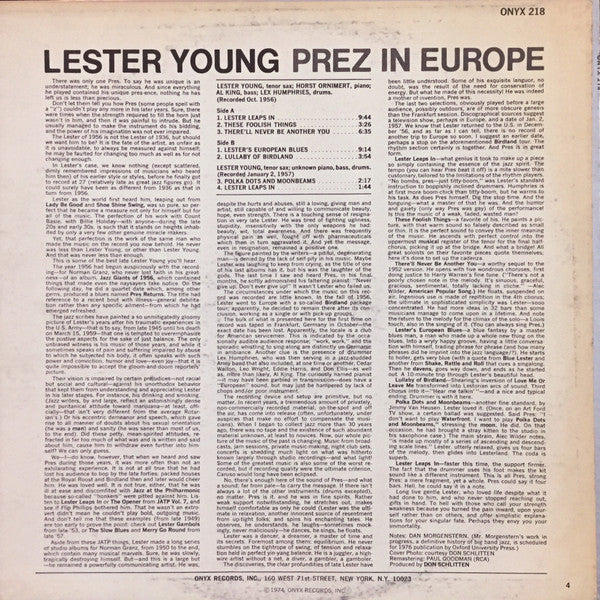 Lester Young : Prez In Europe (LP, Mono)