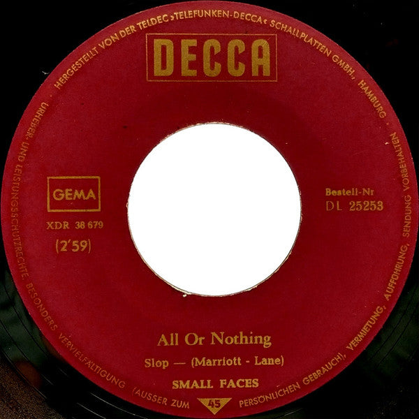 Small Faces : All Or Nothing / Understanding (7", Single)
