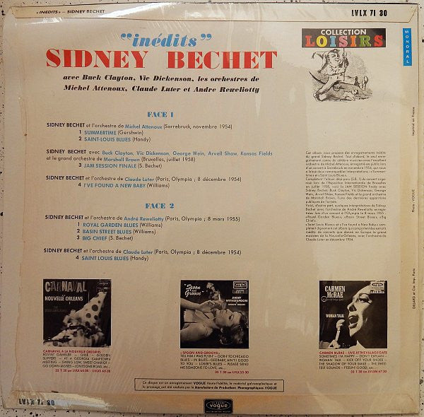 Sidney Bechet : Inédits (LP, Album, Mono)