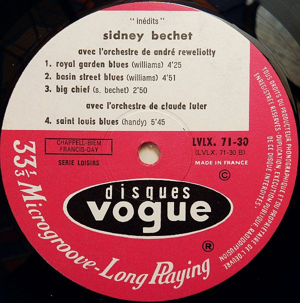 Sidney Bechet : Inédits (LP, Album, Mono)