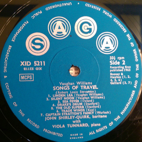 John Shirley-Quirk, Viola Tunnard, Ralph Vaughan Williams : Songs Of Travel And Other Songs (LP)