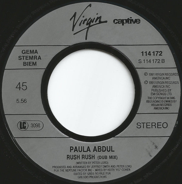 Paula Abdul : Rush Rush (7", Single)