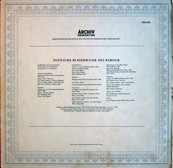 Musica Antiqua Wien, René Clemencic : Festliche Bläsermusik Des Barock (LP, RE, Gat)