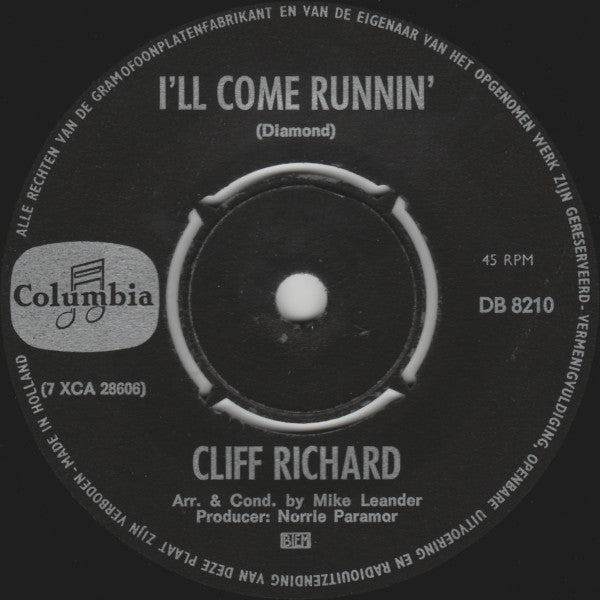 Cliff Richard : I'll Come Runnin' (7", Single)