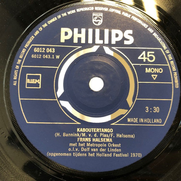 Frans Halsema : Kaboutertango / Sandra (7", Single, Mono)
