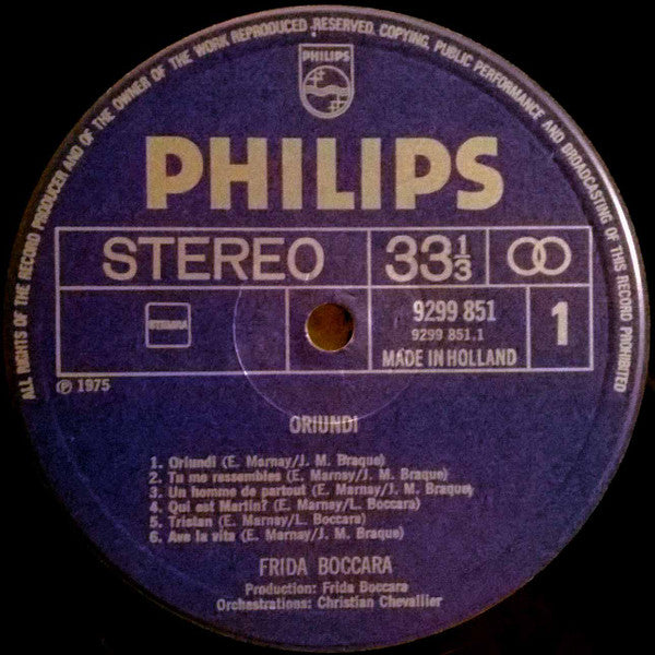 Frida Boccara : Oriundi (LP, Album)