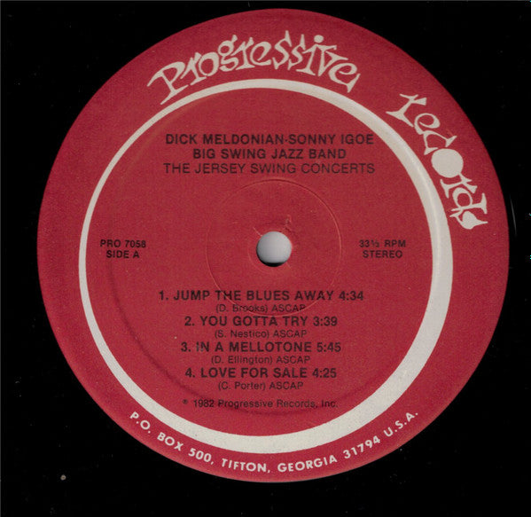 Dick Meldonian-Sonny Igoe And Their Big Swing Jazz Band : The Jersey Swing Concerts (LP, Album)