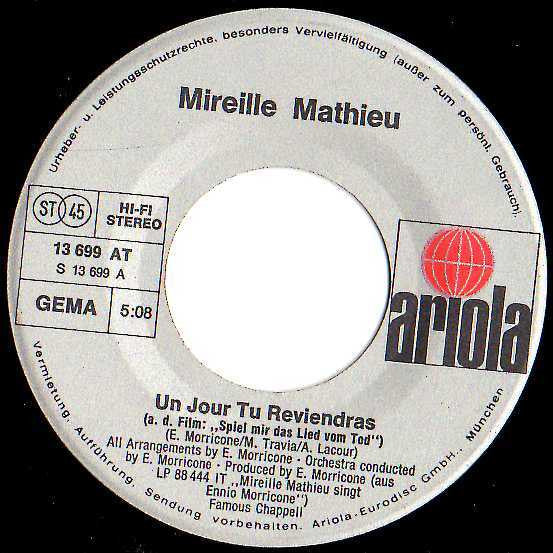 Mireille Mathieu : Un Jour Tu Reviendras / La Marche De Sacco Et Vanzetti (7", Single)