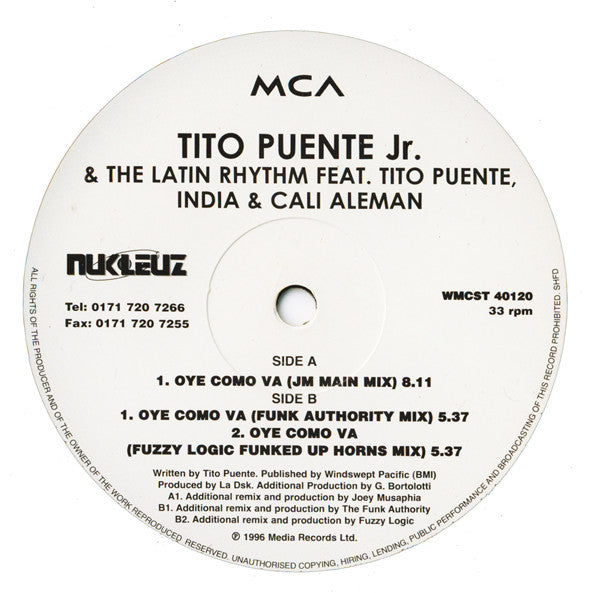 Tito Puente Jr. & The Latin Rhythm Feat. Tito Puente, India & Cali Aleman : Oye Como Va (2x12")